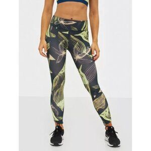 Nike Dri Fit Leggings Womens Size Large Black Tropical Gym Workout Yoga